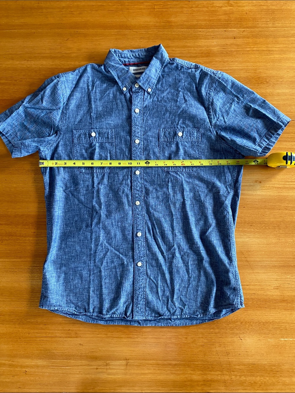 Goodthreads Blue Short-Sleeve Chambray Button-Down Shirt